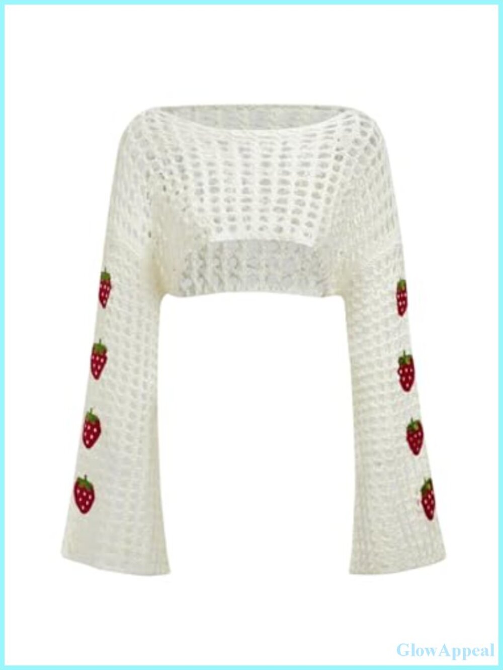Y2K Knit Shrug Sweater Crochet Crop Hollow Out Long Sleeve See Through